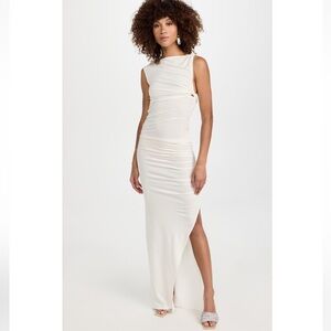 Christopher Esber White Ruched Sheath Maxi Dress